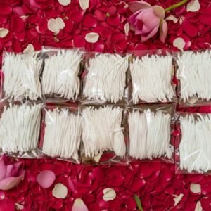 Handmade Cotton Wicks |Diya Bathi for Pooja |Pure White Cotton Bathi of 3.5 inches |10 Packs(Each Pack of 100 pieces)