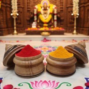 Handcrafted Wooden Kumkum/Sindoor Boxes (Set of 2)