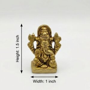 Pure Brass Ganesha Idol (1.5 Inch) | Antique Finish Mini Ganpati Statue for Vigneswara Blessings