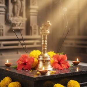 Pure Brass Nandi Bell (4.5 Inch) | Handcrafted Pooja Ghanti with Sacred Nandi Finial for Divine Vibrations