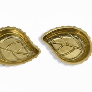 Premium Brass Leaf Diya (Set of 2) – Handcrafted Traditional Pooja Lamps