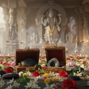 Handcrafted Wooden Floral Carving Trinket/Shaligram Box with Brass Clasp |Rectangle Decorative Wooden Box (3.5x2.5 inches)