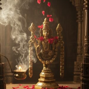 Divine Lord Venkateswara Brass Idol (5 Inch) – Handcrafted Tirupati Balaji Statue with Shankha & Chakra for Infinite Blessings