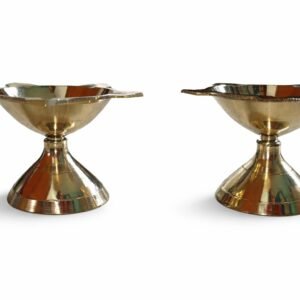 Pure Brass Agahal Deepam Set of 2 pcs (2 Inch) – Handcrafted Traditional Star Diya Set for Daily Pooja, Karthigai Deepam, and Festive Decor