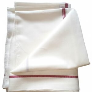 Pure Ritual White Dhavali with Sacred Red Border |Premium Prayer & Puja Cloth| 3.3 meters Dhavali