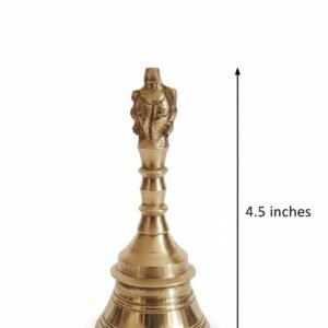 Dual-Sided Shankha Chakra Brass Bell (4.5 Inch)| Handcrafted Pooja Ghanti featuring Both Sacred Symbols in One Bell