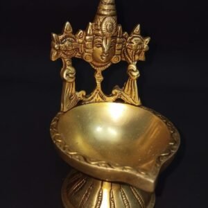 Grand Lord Venkateswara Brass Diya (13 Inch) – Majestic Balaji Standing Oil Lamp with Shankha & Chakra for Spiritual Prosperity