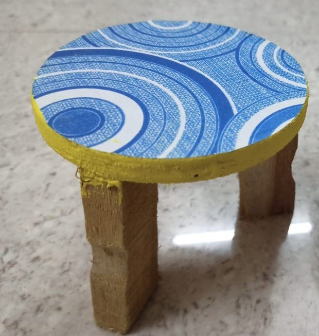 Wooden Pooja Round Stand – Handcrafted | Available in Green & Blue Designs - Image 2