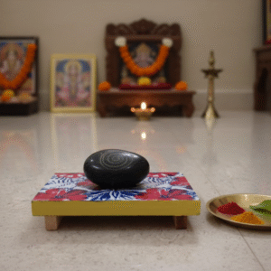 Decorative Wooden Pooja Stand – Floral Printed | Handcrafted Rectangular Wooden Stand| Multi-Purpose