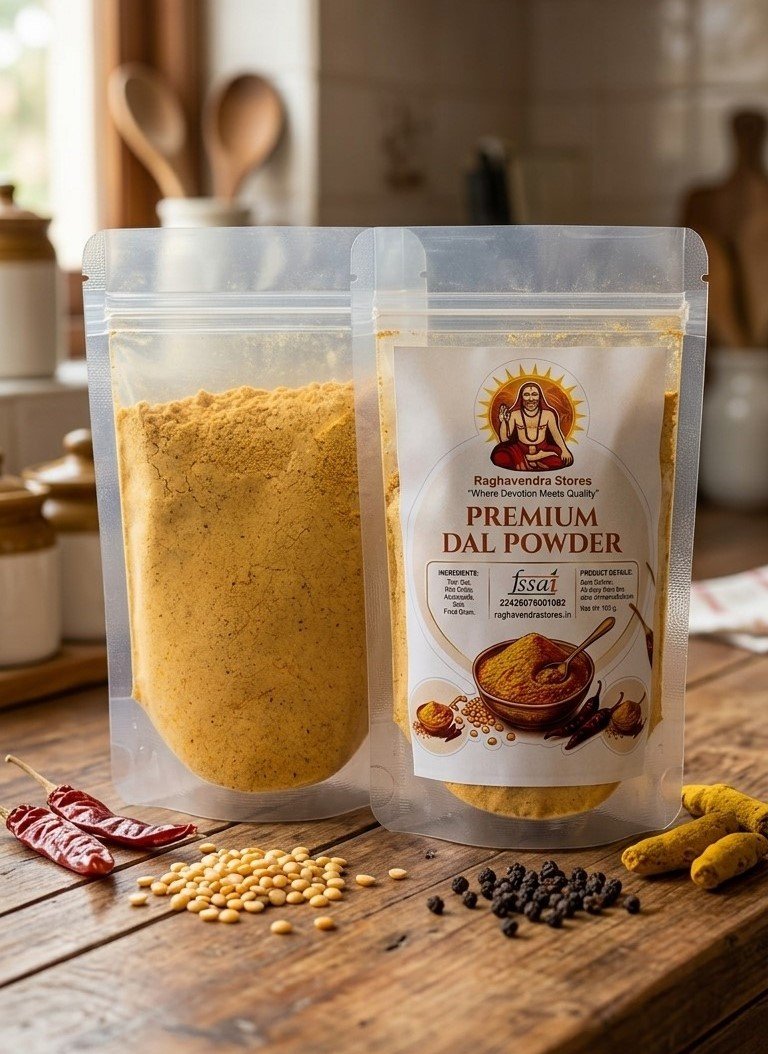 Raghavendra Stores Premium Dal Powder – Traditional South Indian Paruppu Podi | Ready Mix for Dal Rice & Pappu Rice | Homemade Taste | 100g(without garlic) - Image 2