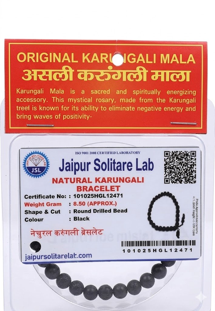 Original Karungali Bracelet- Certified Natural Ebony Wood Beads |Jaipur Solitare Lab Certified