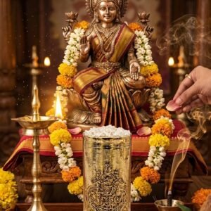 Brass Lakshmi Kubera Padi | Traditional Kubera Container(Measuring Cup | Auspicious Wealth & Prosperity Pooja Item | Handmade Brass Sacred Padi for Home Temple| Lenght 5 cm and Width 3cm