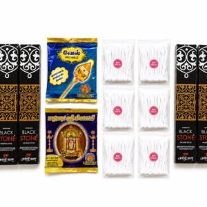 Raghavendra Stores Monthly Pooja Refill Combo Pack – 6 Premium Agarbathi Packs (Darshan/Cycle), Thazhampoo Kumkum, Turmeric Powder, Handmade Cotton Wicks (10 Packs x 35 Wicks) | Daily Puja Essentials Kit
