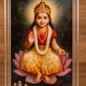 Sri Balambhika Divine Mini Photo Frame with Stand | Car Dashboard & Pooja Room Photo | Includes Double-Sided Adhesive Sticker | 3.5 x 2.5 Inches