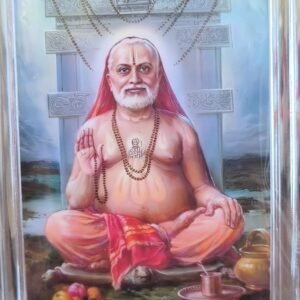 Sri Raghavendra Swamy Mini Photo Frame with Stand | Car Dashboard & Pooja Room Photo | Includes Double-Sided Adhesive Sticker | 3.5 x 2.5 Inches dimension