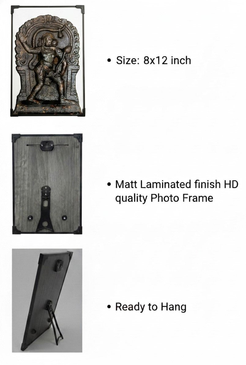 Vyasaraja Prathisthita Hanuman (Vyasaraja Installed Hanuman)| Matte Finish Divine Hindu God Frame | Table Top & Wall Mount Pooja Frame | Premium Devotional Gift | 8 X 12 inches dimension - Image 4