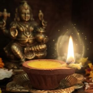 Lord Kuber Diya |Kuber Brass Coin with 5 Mud Ghee Diyas | Lakshmi Kubera Pooja Diya Set | Sacred Brass Kuber Yantra Coin | Friday Pooja & Festival Worship | Packed in Protective Storage Box