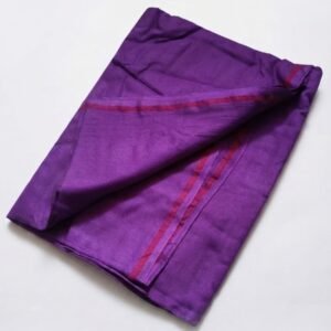 Premium Bhagalpuri Dhoti with Angavastra| 3 Metre Dhoti with 2 Metre Upvastra (Dupatta)| Violet Colour Pure Soft Cotton Material for Traditional Ritual & Pooja Wear