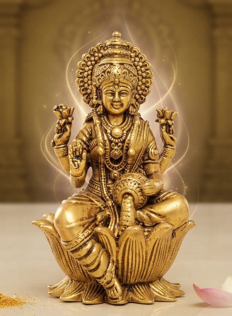 Miniature Goddess Lakshmi Idol| Elegant Antique Traditional Design |Premium Brass Goddess Lakshmi | 2.5 inches Height - Image 2