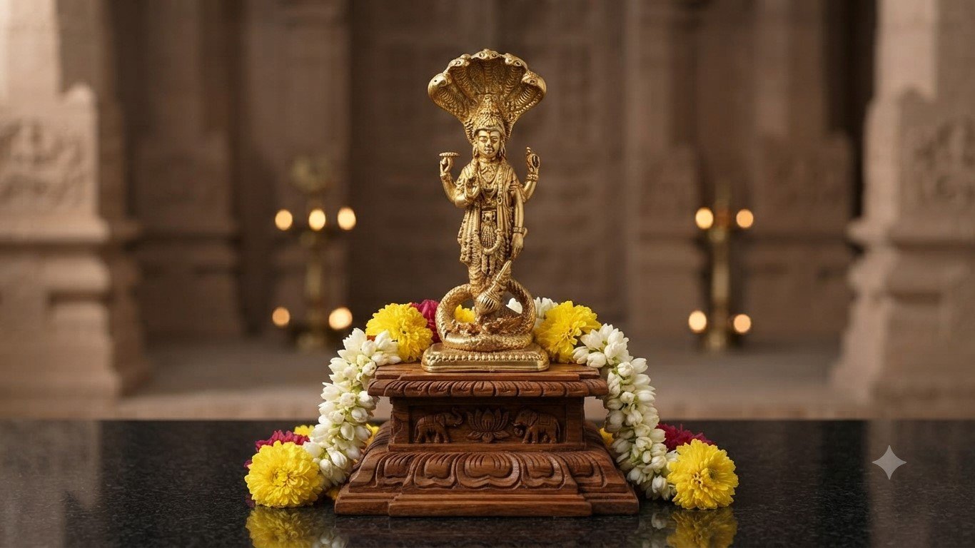 Premium Brass Lord Vishnu with Naga | Antique Elegant Lord Vishnu with Shesha | Antique Traditional Design-3 inches Height