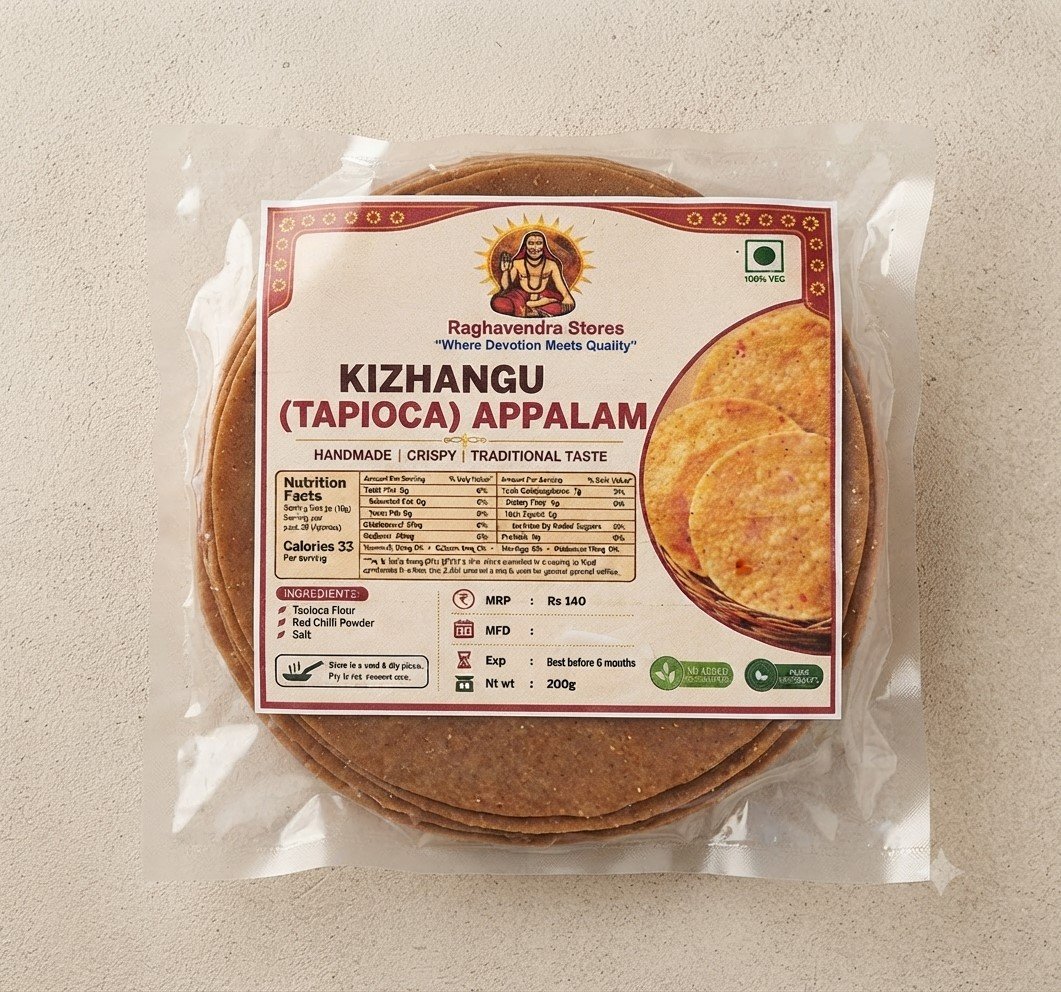 Homemade Kizhangu (Tapioca) Appalam 200g | Traditional Tapioca Papad | Crispy South Indian Snack | FSSAI Certified