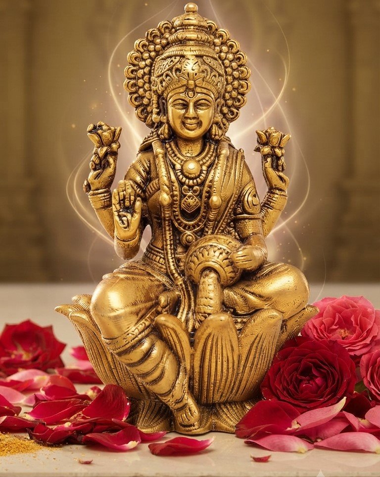 Miniature Goddess Lakshmi Idol| Elegant Antique Traditional Design |Premium Brass Goddess Lakshmi | 2.5 inches Height