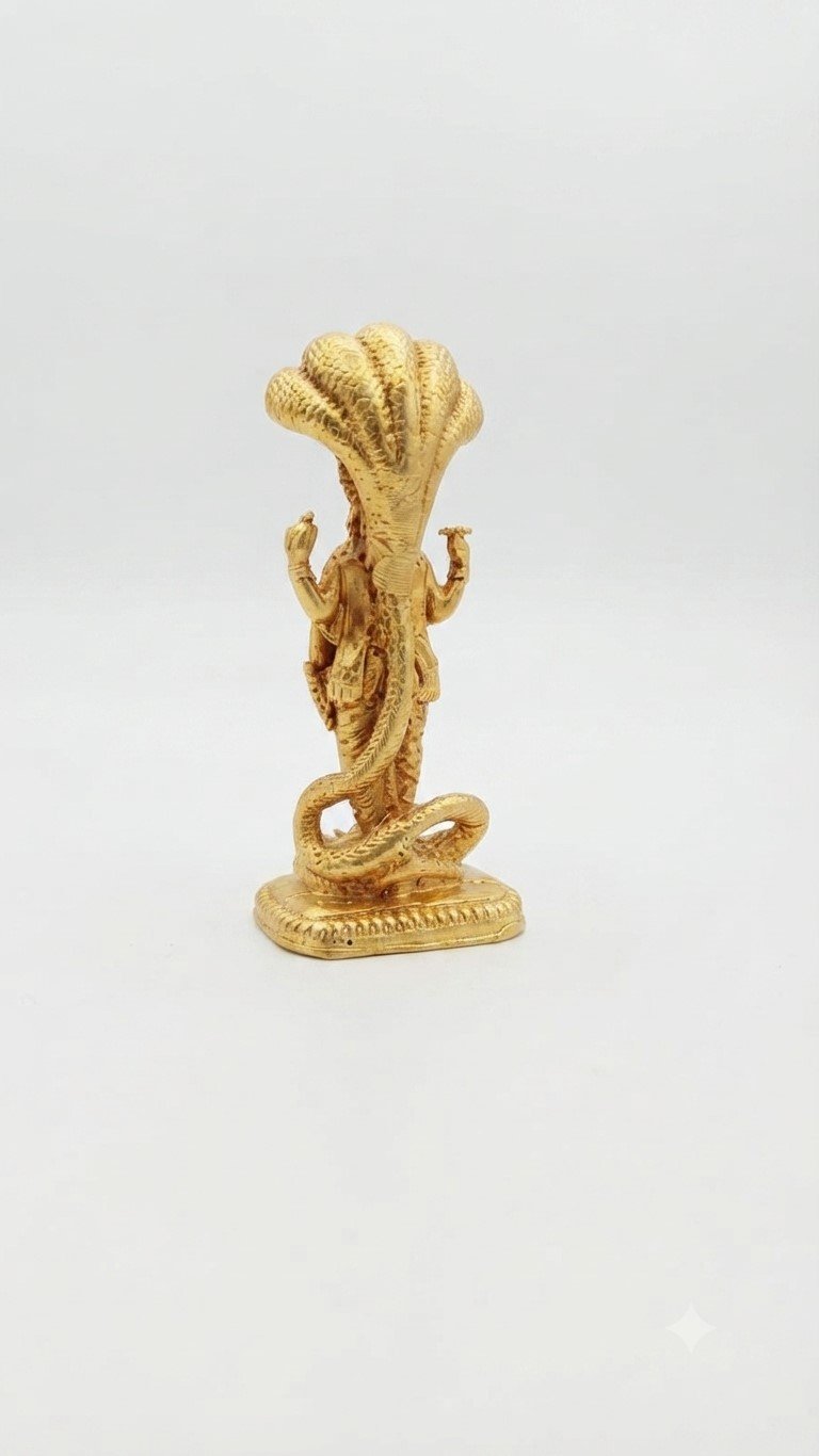 Premium Brass Lord Vishnu with Naga | Antique Elegant Lord Vishnu with Shesha | Antique Traditional Design-3 inches Height - Image 3