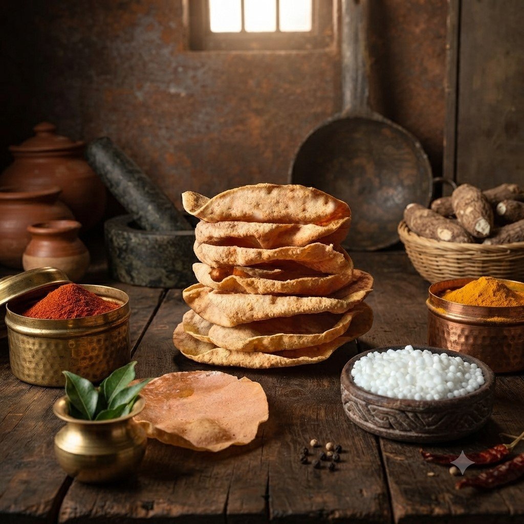 Homemade Kizhangu (Tapioca) Appalam 200g | Traditional Tapioca Papad | Crispy South Indian Snack | FSSAI Certified - Image 2