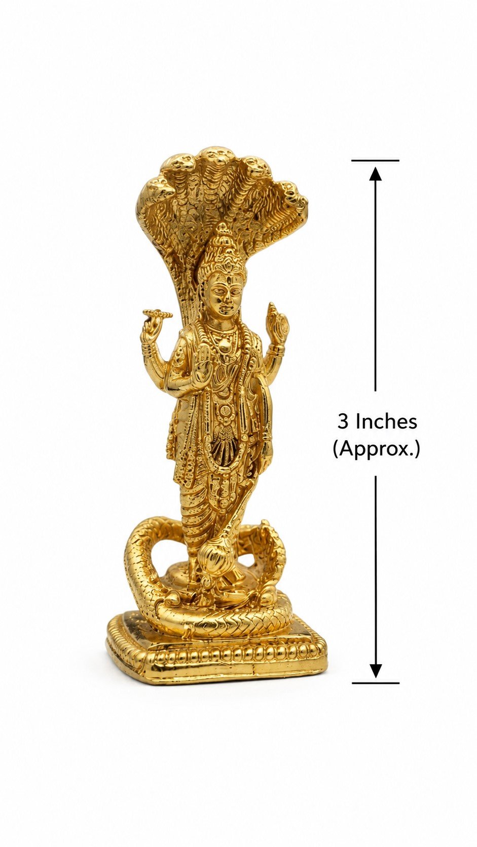 Premium Brass Lord Vishnu with Naga | Antique Elegant Lord Vishnu with Shesha | Antique Traditional Design-3 inches Height - Image 4