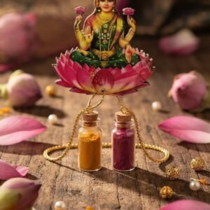 Goddess Lakshmi Haldi Kumkum Hanging Pendant | Turmeric & Kumkum Bottles | Auspicious Pooja & Traditional Decorative Ornament| Pack of 10 pcs