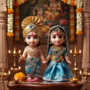 Radha Krishna Doll Pair 3 Inches | Navaratri Golu Dolls, Return Gifts & Marriage Decoration
