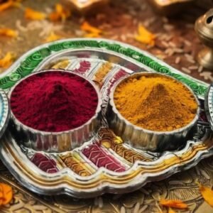 Premium Kumkum Haldi Box with Plate |Navaratri Thamboolam Kumkum & Haldi Box - Pack of 12 | Golu Return Gift & Pooja Gift Set