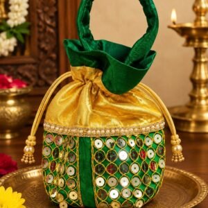 Vibrant Multicolour Mirror Work Potli Bags | Pack of 10 | Navaratri & Marriage Return Gifts & Thamboolam